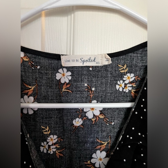 NWOT Black Floral Wrap Dress, Size XS - Picture 2 of 3